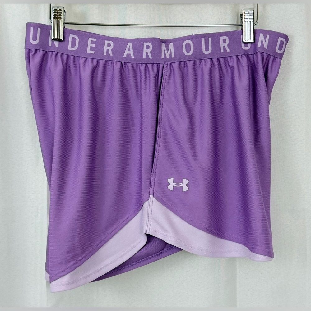 Under Armour Woman’s Play Up 3.0  Lavender Athletic/Performance Shorts 2XL  NWT - Picture 2 of 6